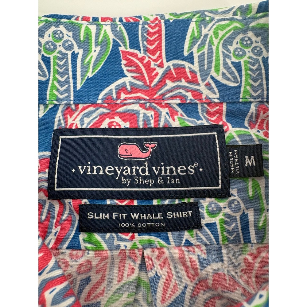 Vineyard Vines Slim Fit Whale Shirt Men's M‎ Palm Tree Print Button Down Cotton - Picture 4 of 9